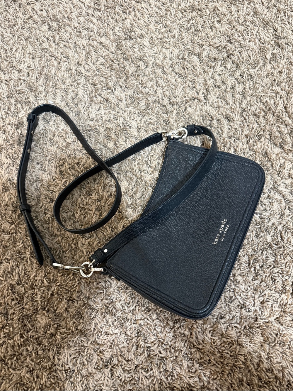 kate spade Black Pebbled Leather Messenger Crossbody